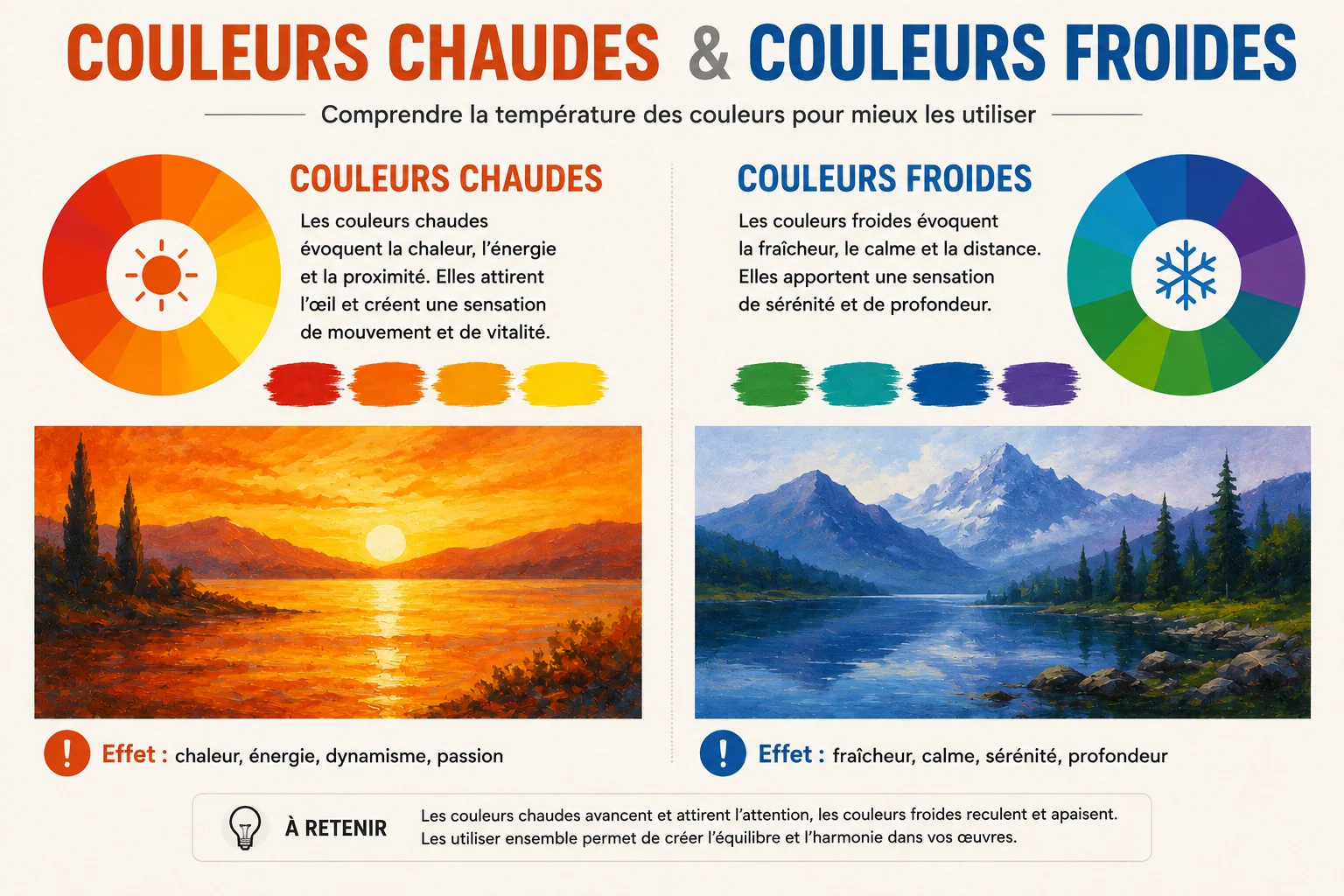 Couleurs chaudes et froides : créer ambiance et émotion dans vos tableaux