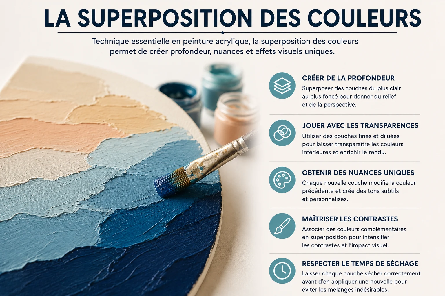 Superposition en peinture acrylique : comment créer de la profondeur dans vos toiles ?