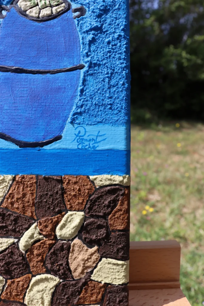 Gros plan sur les reliefs et pigments de Porte de Chefchaouen